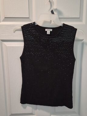 Hampshire Studio Black Sequin Sleeveless Tank